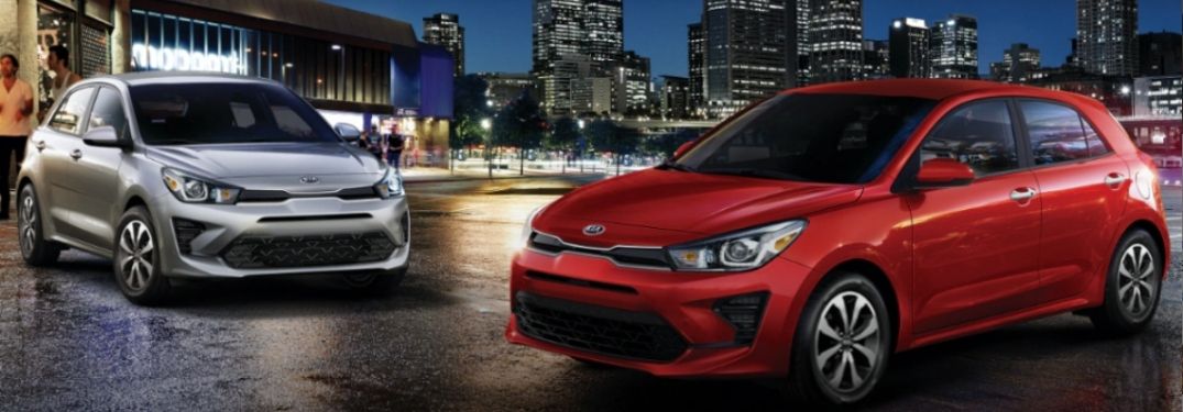 2021 Kia Rios parked outside together